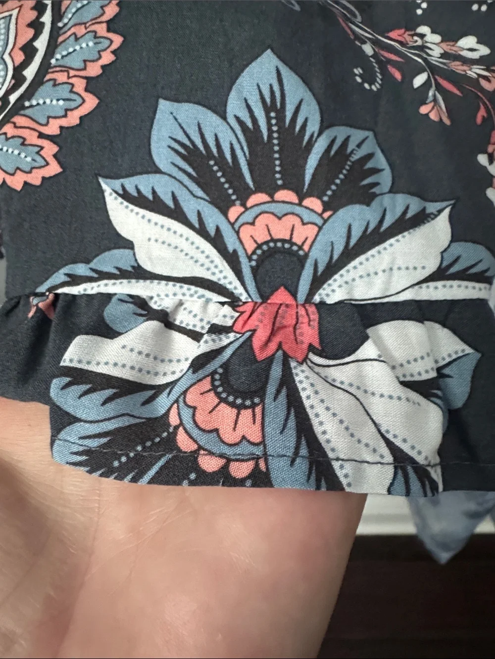 NWOT LOFT DARK GRAY Mini Dress with Pink & Blue Floral Print - Picture 8 of 8